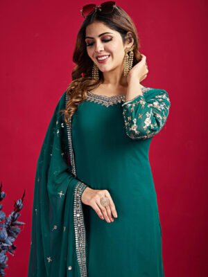 Designer Party Wear Look Top-Plazzo and Dupatta With Heavy Embroidery Work👗