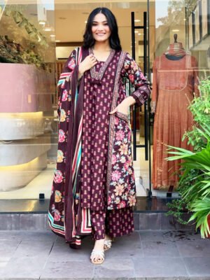 Premium Cotton Anarkali Angrakha Kurti Set with Malmal Dupatta