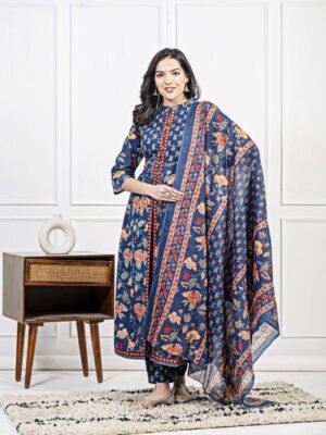 Pure Cotton Front Open Kurta Set for Women Pant & Dupatta